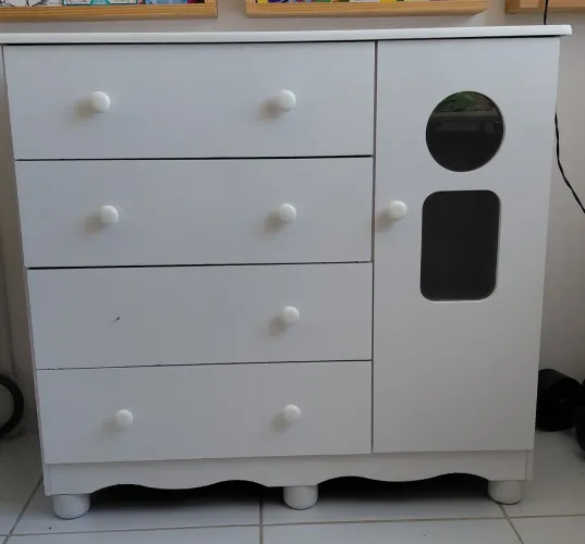 Cômoda Infantil Branca Completa + Porta Lateral | Ótimo Estado