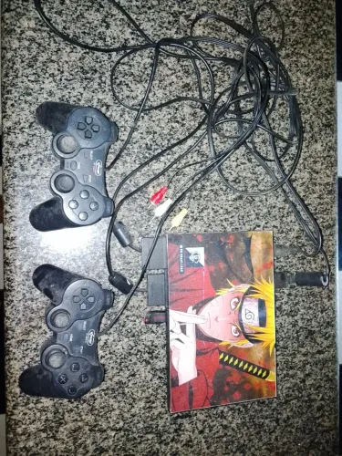 PlayStation 2 PS2 + 2 Controles + Cabos - Skin Naruto