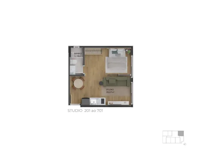 Studio 1 quarto Centro Florianópolis Pace Studios