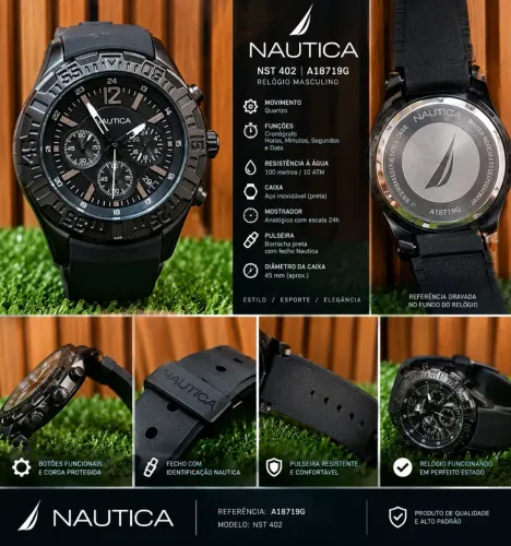 Relógio Nautica A18719G NST 402 Masculino Cronógrafo 100M