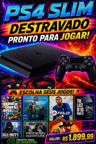 Ps4 slim DESTRAVADO ESCOLHA SEUS JOGOS GARANTIA DE LOJA 