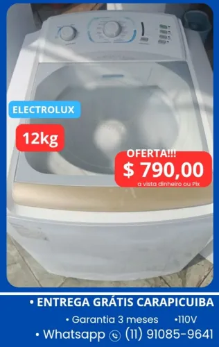Máquina de Lavar 12kg $ 790,00 ELECTROLUX, Entrega Grátis carapicuiba