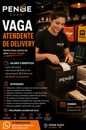 Vaga atendente de delivery