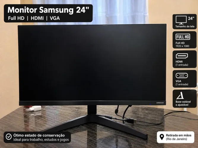 Monitor Gamer Samsung 24? Full HD IPS 75Hz FreeSync HDMI - Excelente Estado