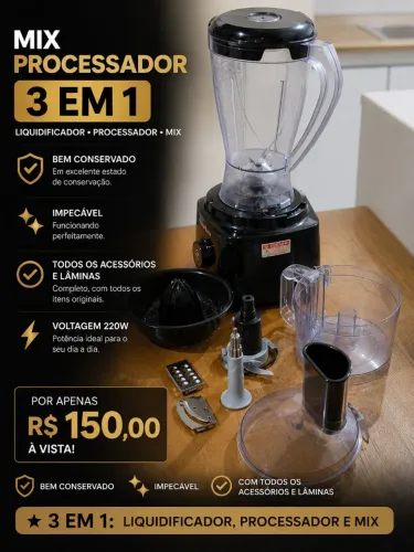 Mix processador completo com todos os itens 