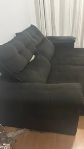 Sofá preto dois lugares retrátil