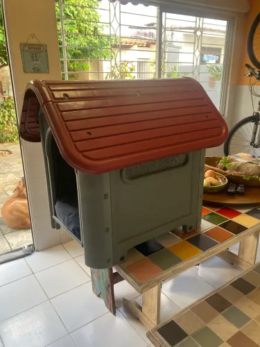 Casinha Pet de plástico por 50 reais.