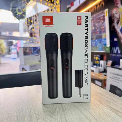 LOJA FISICA. PAR DE MICROFONES JBL PARTYBOX WIRELESS | COM ADAPTADOR P2