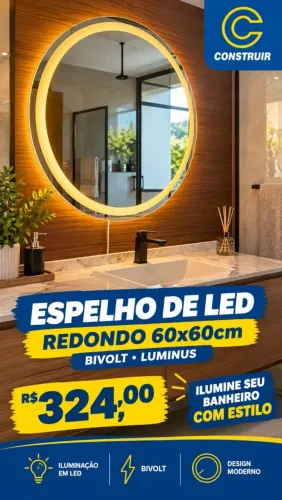 Espelho Led 60cm diâmetro