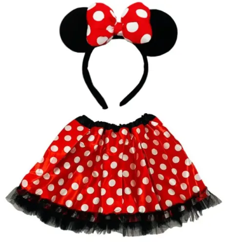 Fantasia Minnie Infantil, Tiara da Minnie e Saia de Tule Infantil
