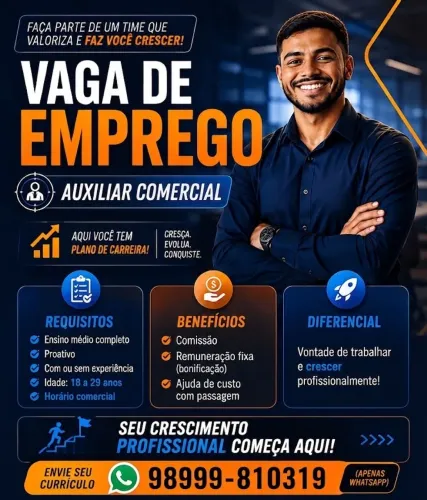 Vaga para auxiliar comercial