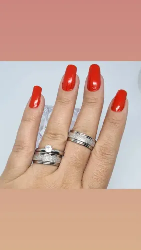 Par de Alianças banhadas a ouro branco