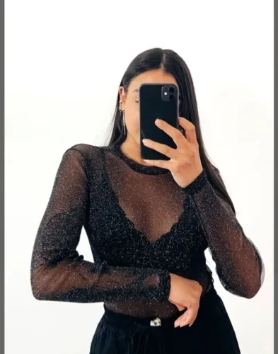 Body de tule com brilho