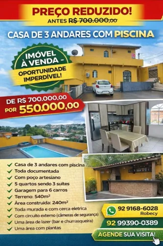 Casa de 3 Andares com Piscina - Excelente Oportunidade!
