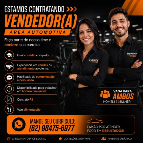 Vaga para vendedor ou vendedora 
