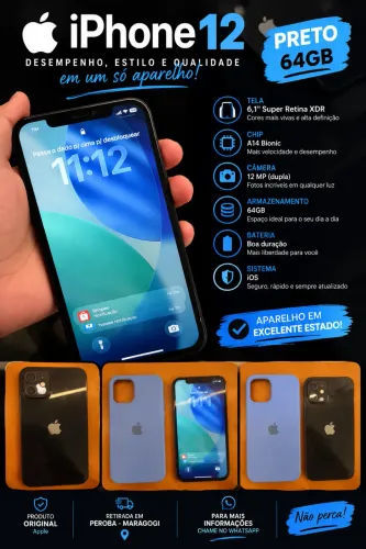 iPhone 12 / Preto / 64GB