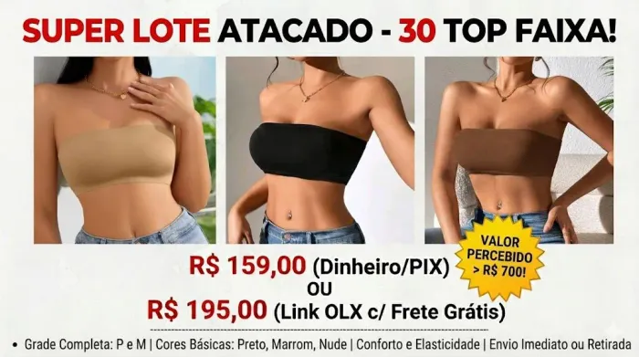 Atacado Kit REVENDA Lingerie Lote de TOP FAIXA