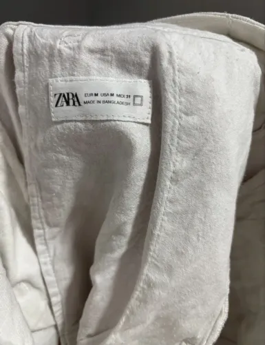 Bermuda Short Zara Linho Branco Masculino Tamanho M Original