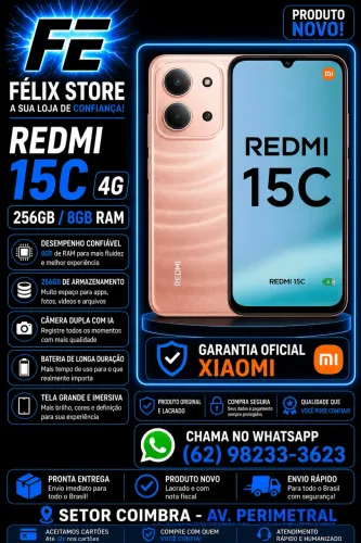 Redmi 15C 4G 256GB 8GB RAM | Garantia da Loja | FÉLIX STORE Goiânia