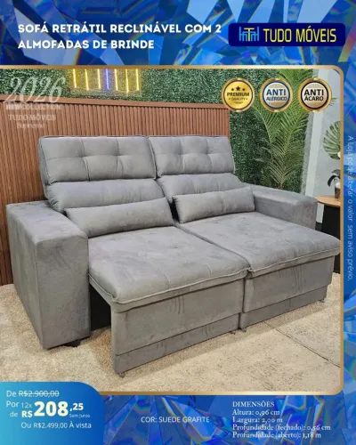 Sofá retrátil e reclinável 