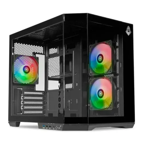 gabinete gamer mancer cv700l mid tower 3 fans argb lateral de vidro preto novo lacrado
