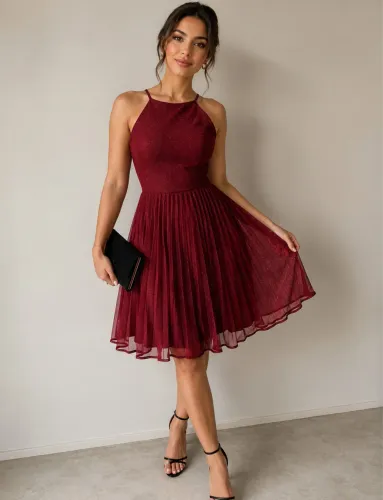 Vertido para festa Vermelho glitter