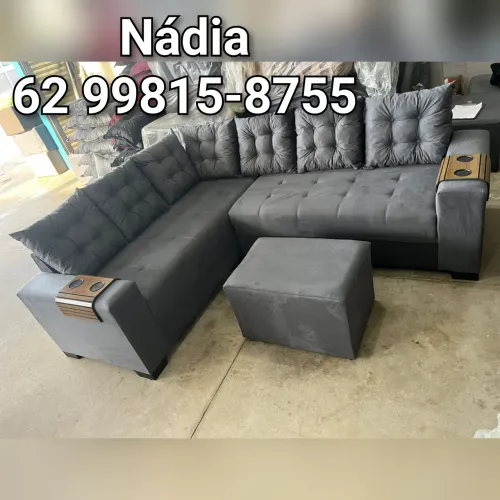 SOFÁ DE CANTO TECIDO SUEDE 