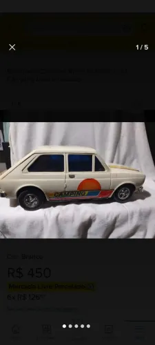Brinquedo carrinho Fiat 147 camping estrela anos 70 80