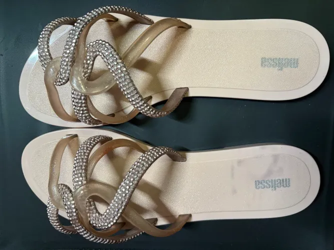 Melissa shiny rosa/nude com dourado - Tam 39-40