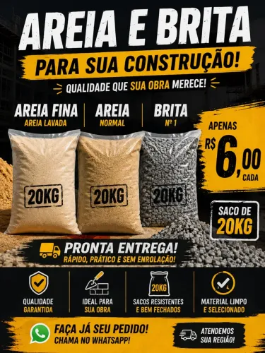AREIA E BRITA - R$ 6,00 O SACO!