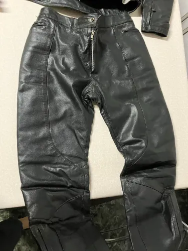 Jaqueta e calça de couro para motocicleta 