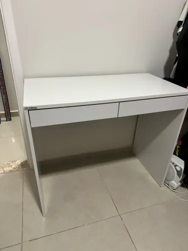Mesa Escrivaninha Para Escritório Branca 2 Gavetas