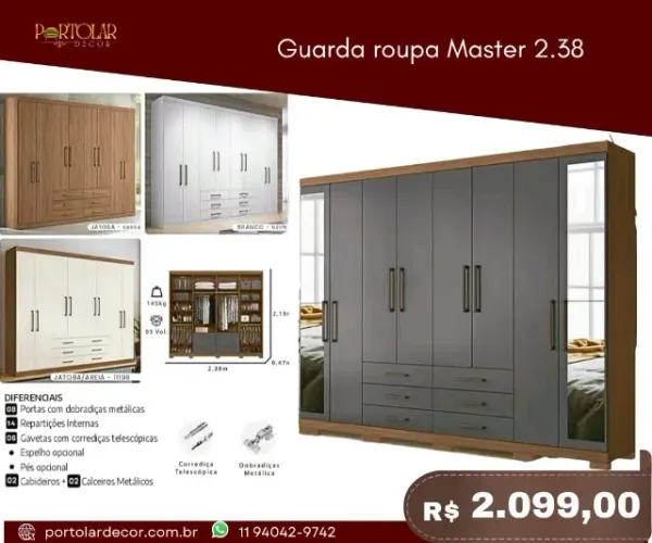 Guarda Roupa Master 2.38, a pronta entrega 