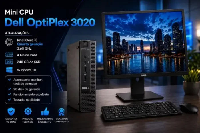 COMPUTADOR COMPLETO MINI CPU DELL INTEL CORE I3 4º