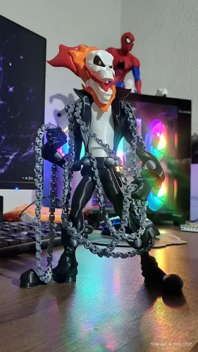 Escultura motoqueiro fantasma 3D 26cm detalhes incríveis