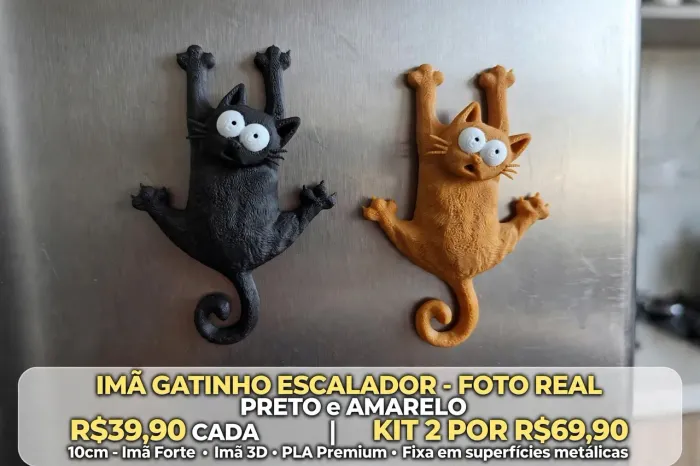 IMÃ DE GELADEIRA GATINHO ESCALADOR