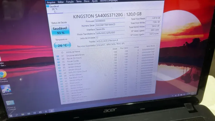 Notebook acer i5 ssd kingston 120gb
