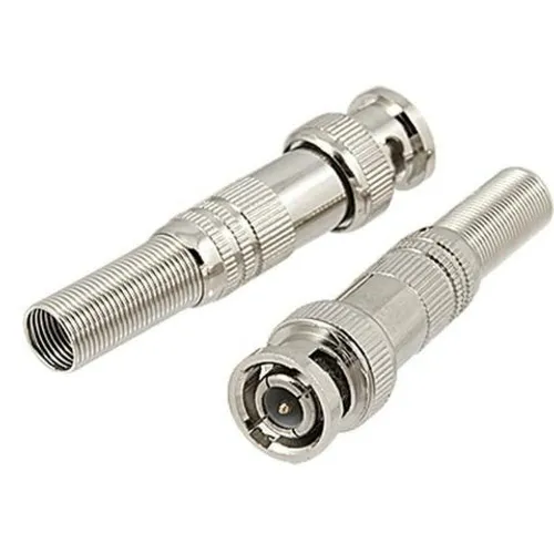 Conector BNC macho com mola em aço inox p/ cabo 4mm (P/ CFTV)