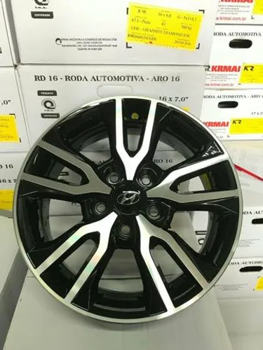 Roda aro 16 Hyundai Creta Diamantada com Preto 5X114 Jogo Novo com Inmetro e Garantia