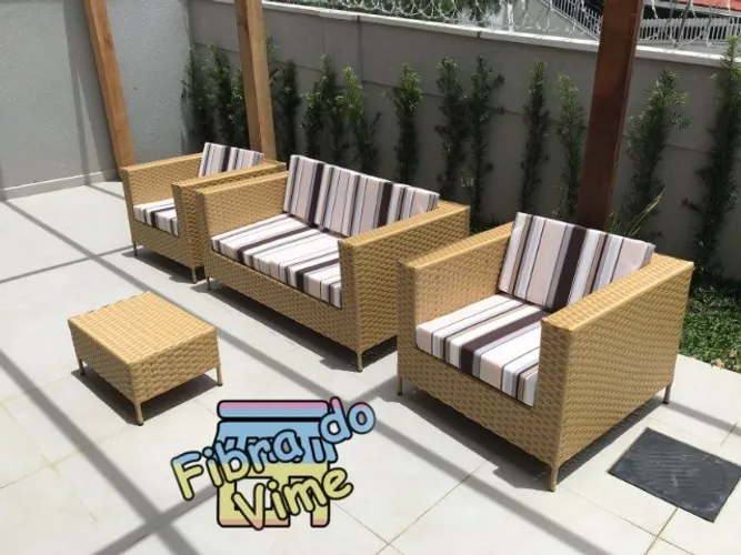 Jogo de Sofa Quadrado em Fibra Sintetica