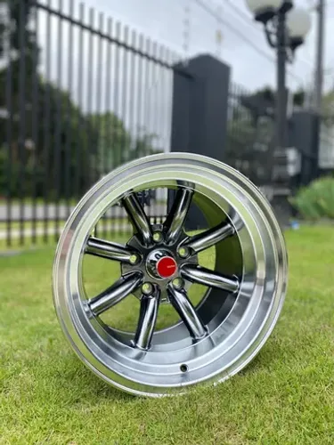 Rodas AS34 Ykw Cromo Look Borda Diamantada 15x9 com 15x10,5 - 5x114
