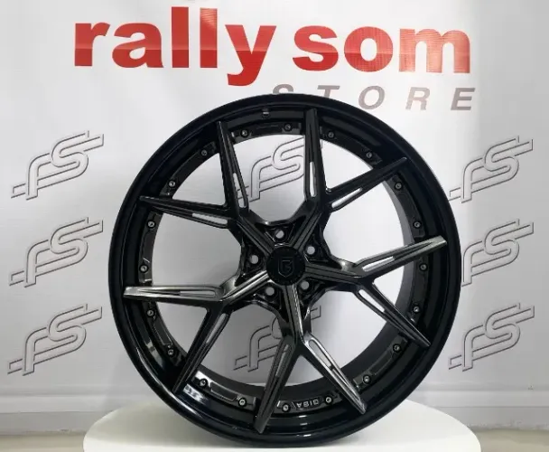 Rodas Gisa F020 Grafite Brilhante Borda Preta Forged 5x112 - 22x10 e 22x11 Offset 28 e 32