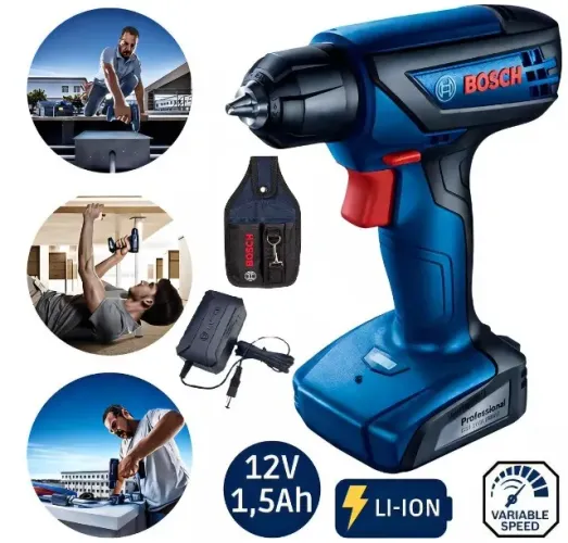 Parafusadeira Furadeira Bosch GSR1000 Smart 12V + Cinto para Ferramentas + 2 anos Garantia