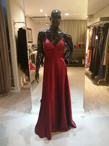 Vestido de festa longo Cetim Vermelho - G