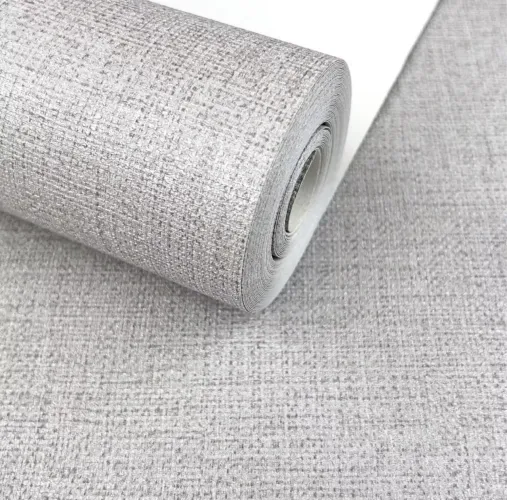 4 rolos de Papel de Parede Linho Cinza