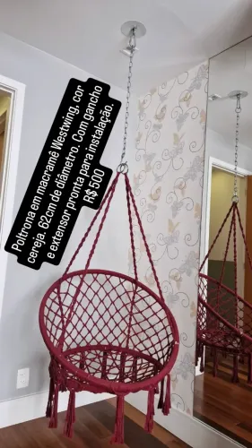 Poltrona suspensa em macramê
