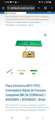 Placa eletrônica para maquina de lavar Brastemp