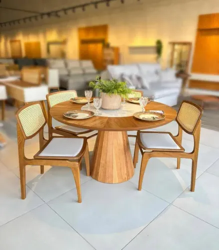 PROMOÇÃO Conj. Mesa de Jantar 150cm C Prato Giratório Allure (Nova)