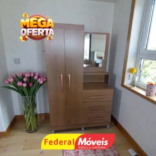GUARDA ROUPA COM COMODA MARROM 177cm A PRONTA ENTREGA