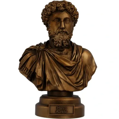 Busto Marco Aurélio em Resina Bronze - Imperador Romano Estoico